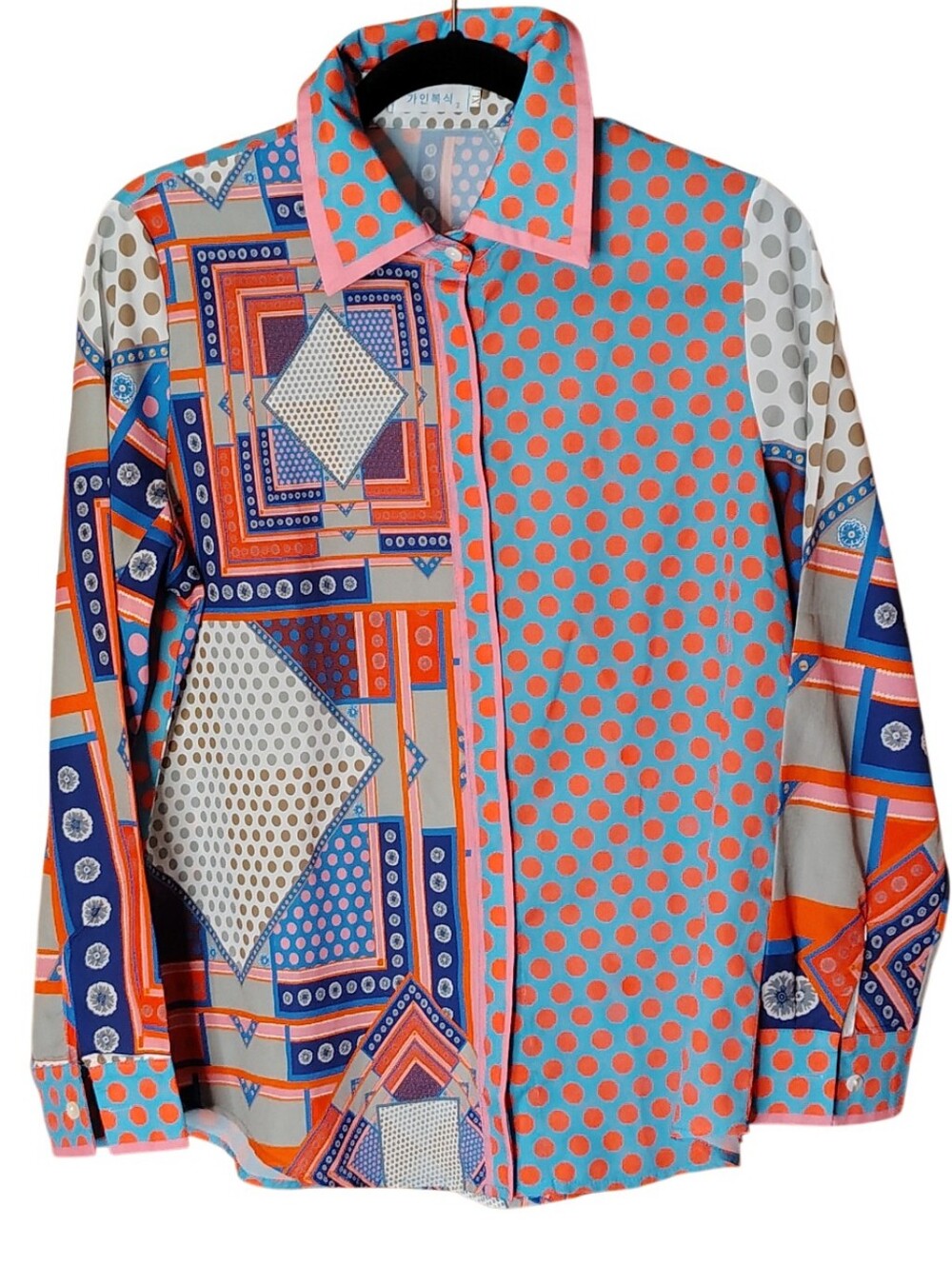 Bold Geometric & Polka Dot Women's Shirt Sz XL